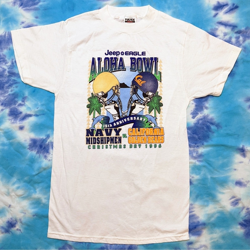 Jeep Eagle Aloha Bowl Navy Cal Shirt Hawaii NCAA Single Stitch VTG 90s Small